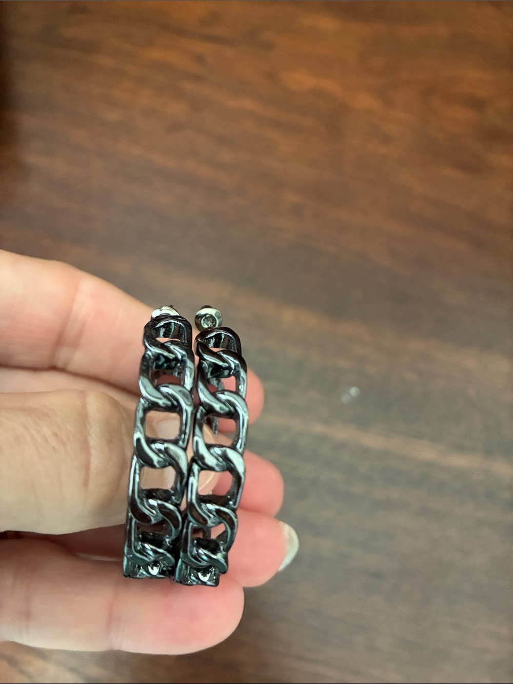 Park Lane Black Chain-Link Hoop Earrings
